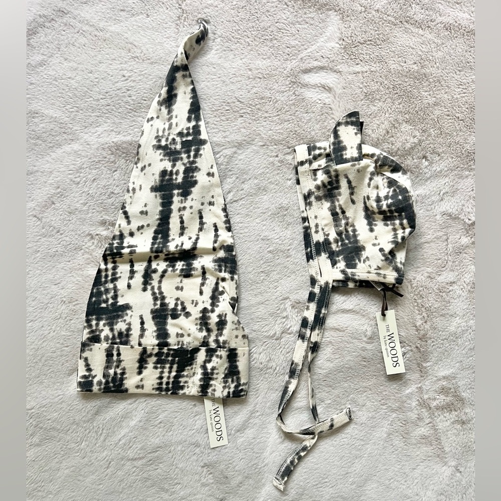 NWT Kate Quinn The Woods Grey Shibori Modal Gnome and Bear Hat Bundle